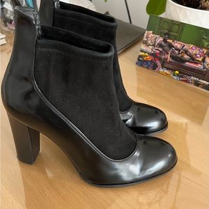 Italian booties, size 39 runs small. Upper: leather and suede, good condition